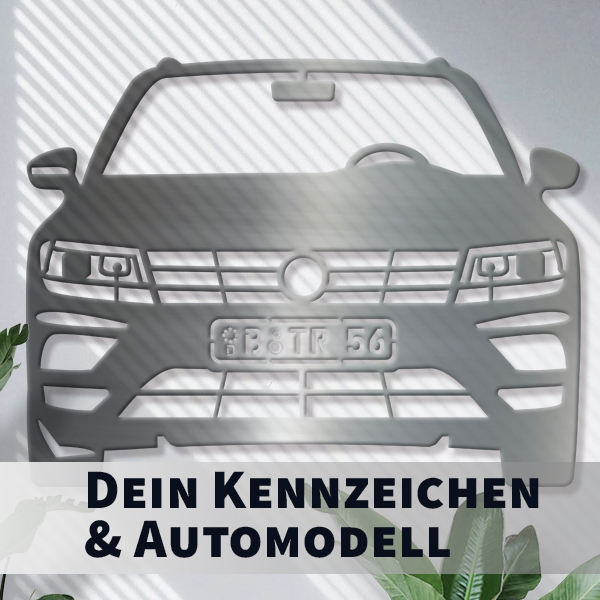 Wanddekoration-gefräst-Metall Chrom-XXL individuell angefertigt: mit deinem Auto u. Nummernschild! - auto4style