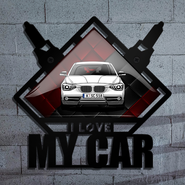 Persönliche Wand-Dekoration-Tuning Schwarz in Größe M mit deinem Auto u. Kennzeichen. - auto4style