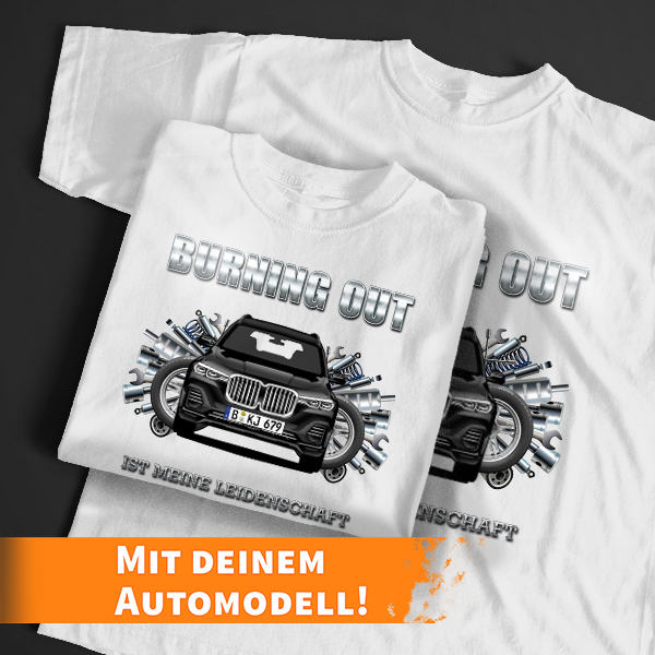 Personalisiertes Tuning T-Shirt Weiß-M mit deinem Auto u. Kennzeichen! - auto4style