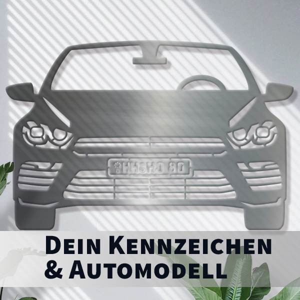 Wanddekoration-gefräst-Metall Chrom-XL individuell angefertigt: mit deinem Auto u. Nummernschild! - auto4style