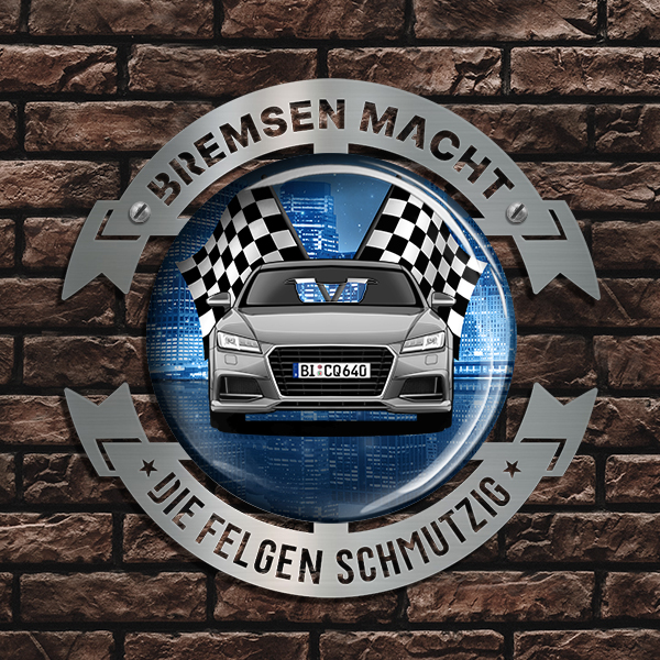 Persönliche Wand-Dekoration-Tuning Chrom in Größe M mit deinem Auto u. Kennzeichen. - auto4style