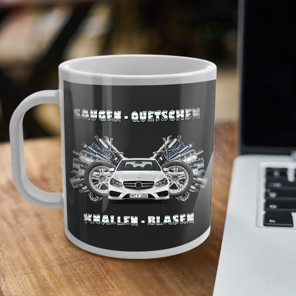 Originelle Kaffeetasse mit Kennzeichen, Auto oder eigenem Bild. Tasse bedrucken lassen bei auto4style. Tassen mit Gesicht als Fototassen mit Namen...
