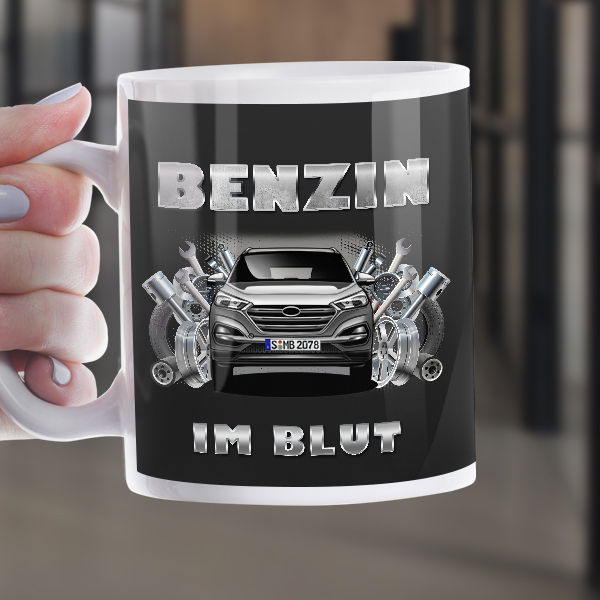 Personalisierte Tasse mit deinem Kennzeichen, Automodell bzw. eigenem Bild. Kaffeetassen u. Teetassen in 3 Größen. Bedruckte Tassen, Becher mit Foto