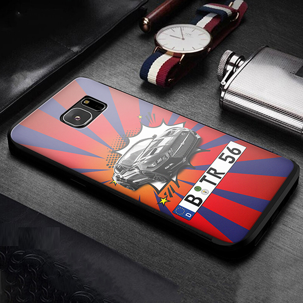 Personalisierte Handyhülle Samsung Galaxy S7 mit deinem Auto u. Kennzeichen im Design Comic. Viele Handymodelle im Sortiment. - auto4style