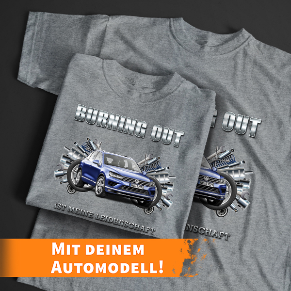 Personalisiertes Tuning T-Shirt Grau-XXL mit deinem Auto u. Kennzeichen! - auto4style