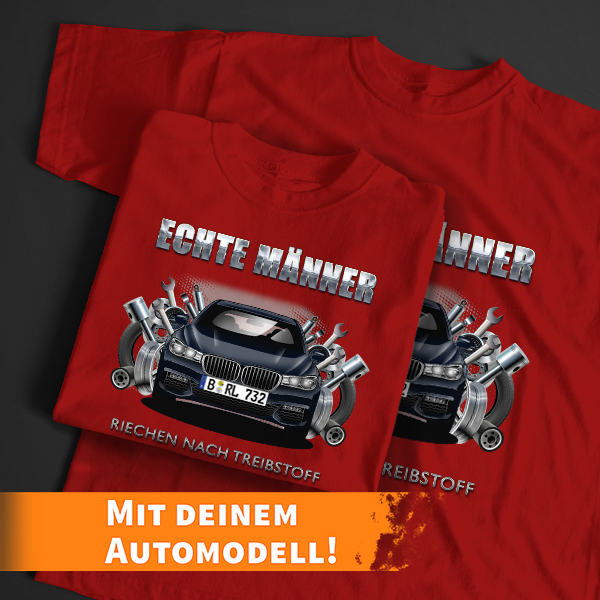 Personalisiertes Tuning T-Shirt Rot-S mit deinem Auto u. Kennzeichen! - auto4style