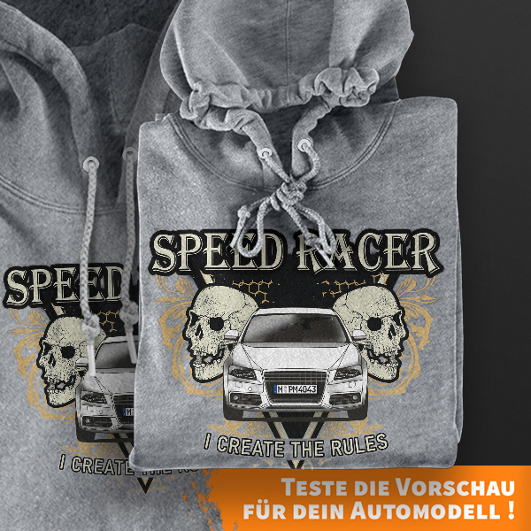 Hoodie Design mit Autosilhouette Grau-S Mr Driver mit deinem Automodell und Kennzeichen! Kapuzenpullover Pullover Sweatshirt Geschenk Freund Paarpulli