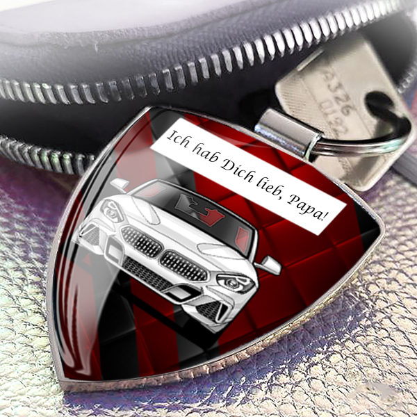 Persönlicher Schlüsselanhänger Schild als Vatertagsgeschenk! Cooles Herrengeschenk für ihn mit seinem Auto bzw. Foto!