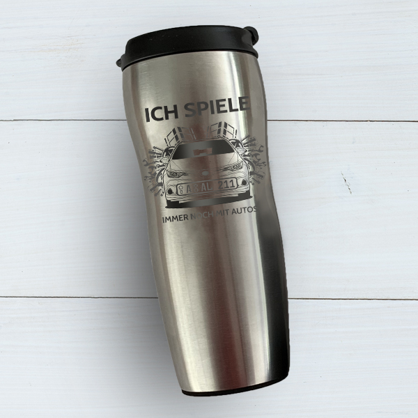 Personalisierbarer Thermobecher mit Ihrem Automodell und Kennzeichen - Geschenkideen für Frauen und Geburtstagsgeschenk für die Freundin - auto4style