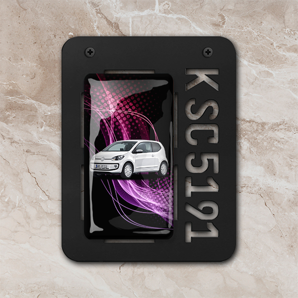 Persönliche Wanddekoration Epoxy Quer mit deinem Automodell Schwarz-L mit Hintergrund Lila-blauer Staub! - auto4style