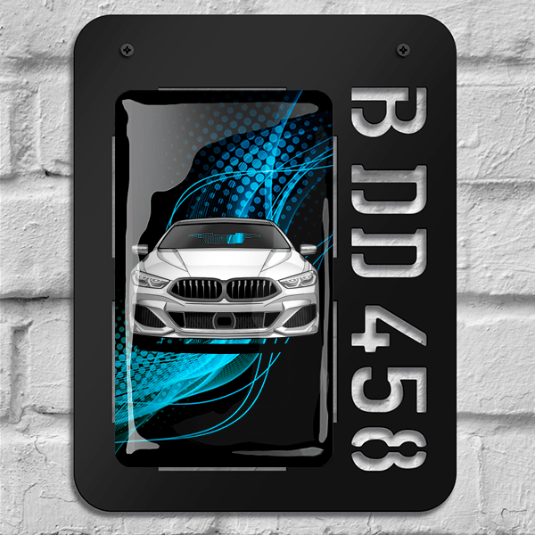 Persönliche Wanddekoration Epoxy Quer mit deinem Automodell Schwarz-S mit Hintergrund Blauer Staub! - auto4style