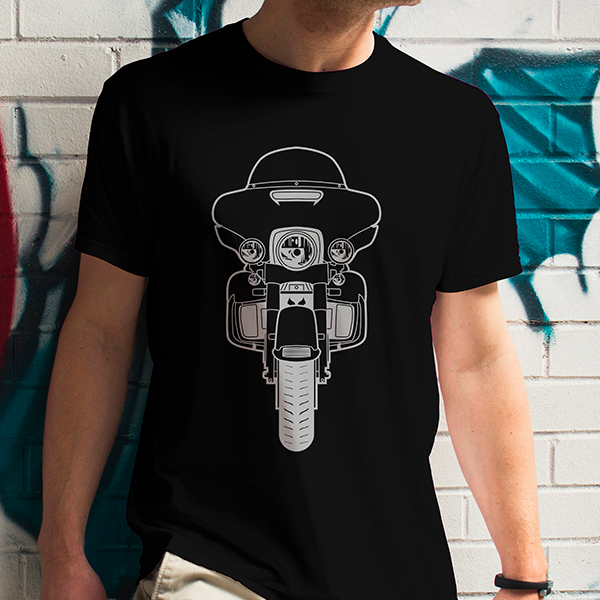 Personalisiertes T-Shirt mit deinem Motorrad u. Kennzeichen Schwarz im Größe L mit Autospruch Driver