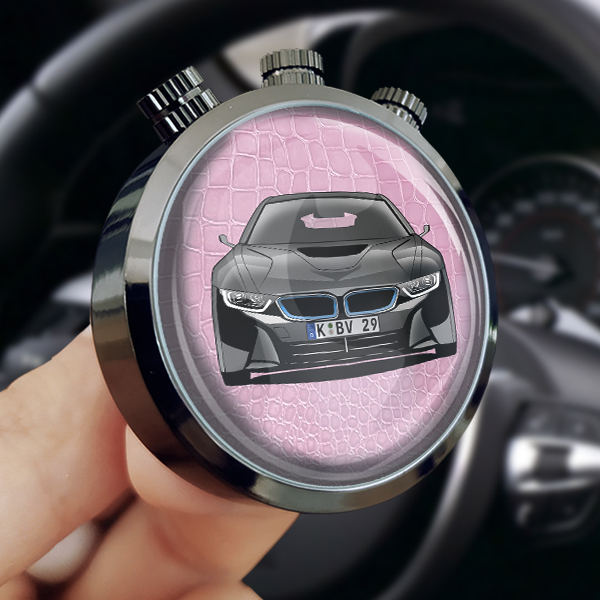Dein persönlicher Lufterfischer Lüftungshalter mit deinem Auto u. Kennzeichen Schwarz-M mit Hintergrund Rosa Schlangenleder! - auto4style