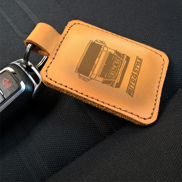 Personalisierter Gravur Schlüsselanhänger mit deinem LKW u. Kennzeichen, echtes Leder, beige
