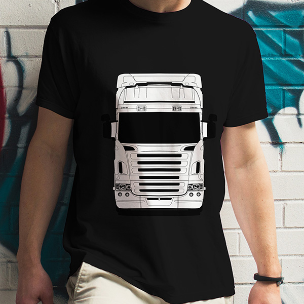 Personalisiertes T-Shirt mit deinem LKW u. Kennzeichen in driver Design, schwarz, S-XXL