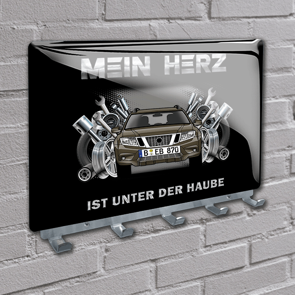 Schlüsselbrett Viereckig Epoxy Chrom-M individuell angefertigt: mit deinem Auto u. Kennzeichen im Tuning Design. - auto4style