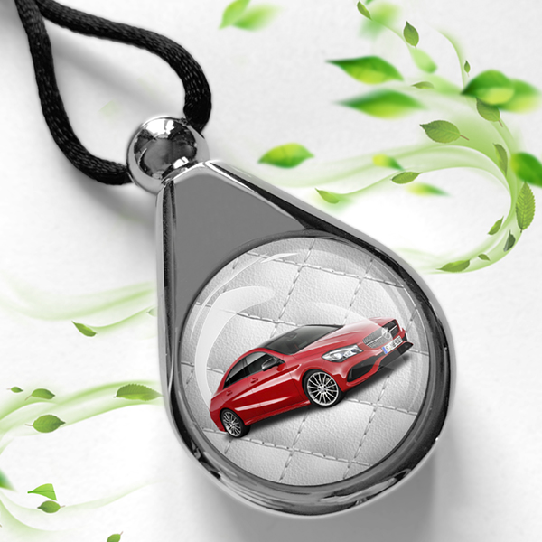 Personalisierter Autoduft Metall mit deinem Automodell und Kennzeichen! Teste jetzt die Vorschau in Weißes Leder Design,S,chrome! - auto4style