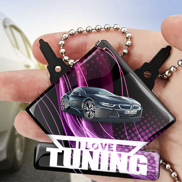 Kette für Autospiegel: Personalisiert mit Fahrzeugmodell und Nummernschild - Ideales Geschenk für Ihn und Autofans - auto4style