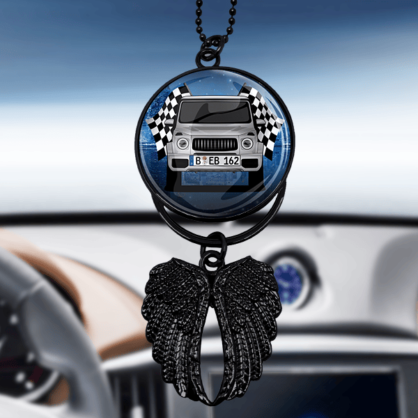 Autospiegel Kette: Personalisiert mit Ihrem Auto-Modell und Kennzeichen - Ideales Geburtstagsgeschenk für Ihren Freund und für das neue Auto