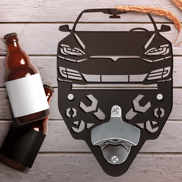Personalisierter Wandflaschenöffner aus Metall mit deinem Auto u. Kennzeichen (wrench-pattern; M) - auto4style