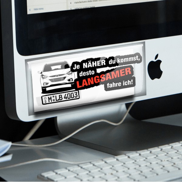 Personalisierter Sticker in Größe S mit deinem Auto, Kennzeichen u. Autospruch! Teste jetzt die Vorschau! Auto Aufkleber fürs Auto - auto4style