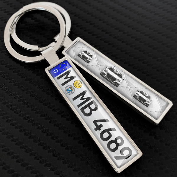 Kennzeichen Schlüsselanhänger mit Wunsch - Auto! Personalisiertes Geschenk zum neuen Auto o. zum Führerschein! - auto4style