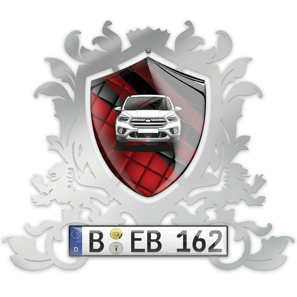 Personalisierte Wand-Dekoration-Luxus Chrom in Größe XS mit deinem Auto u. Kennzeichen in Royal Design - auto4style