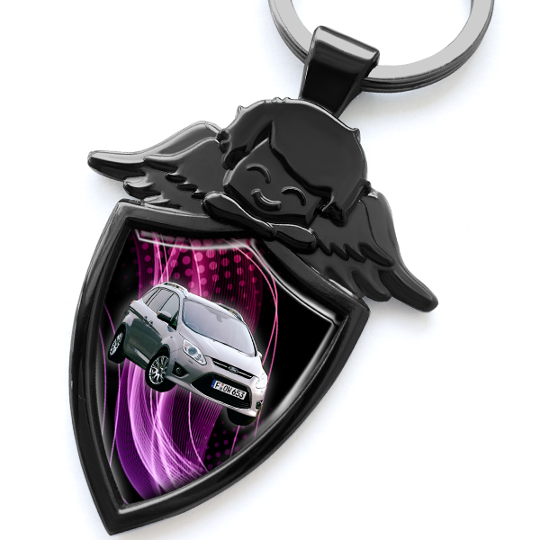 Schlüsselanhänger Engel - Personalisiert Schlüsselanhänger mit deinem Auto u. Kennzeichen - Geschenke für Männer. - auto4style