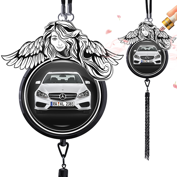 Schutzengel Auto - Personalisierter Lufterfrischer als Geschenk für neues Auto. Mit deinem Wunsch-Fahrzeug. Schöne Auto Deko für innen. - auto4style