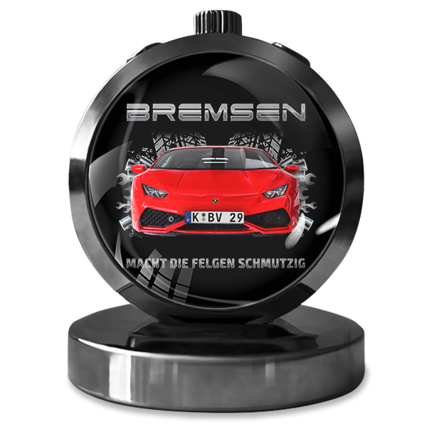 "Personalisierter Auto Lufterfrischer "Bremsen macht die Felgen schmutzig" mit deinem Auto und Kennzeichen. Geschenkidee für Autoliebhaber!"