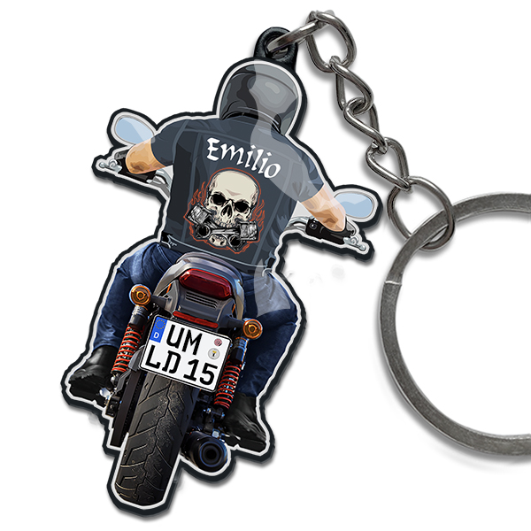 Personalisiertes Geschenk für Motorradfahrer – Schlüsselanhänger mit deinem Namen u. Kennzeichen gestalten – Geschenke für Männer, die alles haben