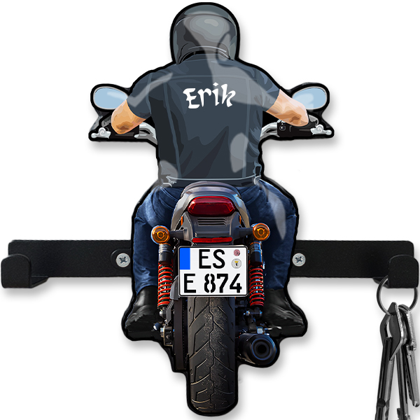Personalisiertes Motorrad Schlüsselbrett mit Namen und Kennzeichen - Ideale Geschenke für Männer und Motorradfahrer - auto4style