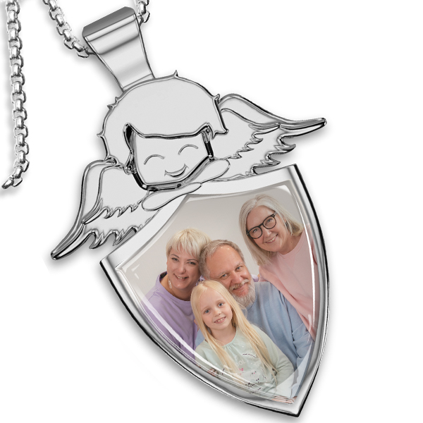 Schutzengel-Halskette personalisiert: Fotogeschenke – Perfektes Geschenk für Frauen & Familie mit eigenem Foto – Einzigartig und Bedeutend