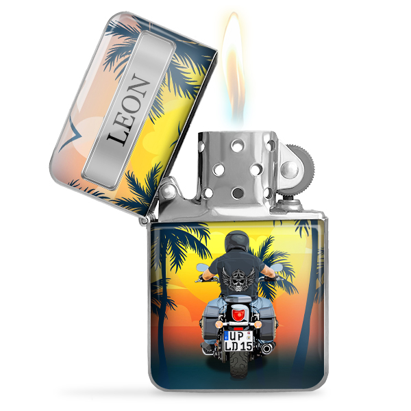 Geschenk Feuerzeug: Personalisiert mit Ihrem Namen und Nummernschild - Perfekt für Motorradfahrer und stilvolle Geschenke für Männer - auto4style
