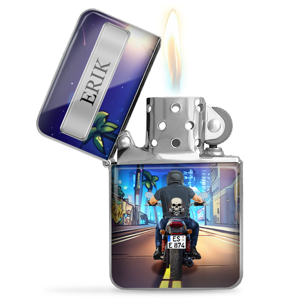 Personalisiertes Feuerzeug mit Ihrem Namen und Kennzeichen - Perfektes Geschenk für Motorradliebhaber und stilvolle Männer. - auto4style