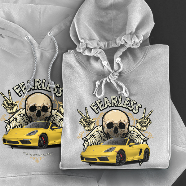 'Fearless' Kennzeichen-Kapuzenpullover mit Deinem Auto personalisiert Weiß-M Originalkennzeichen Kapuzenpullover Pullover Sweatshirt Geschenk Freund