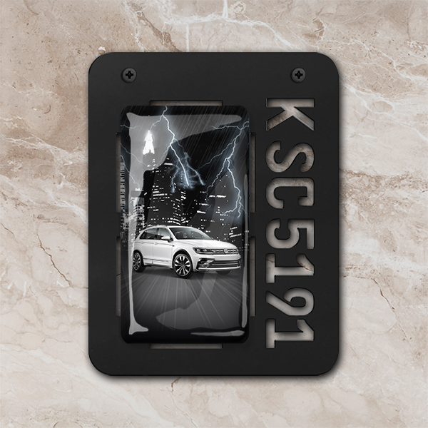 Persönliche Wanddekoration Epoxy Quer mit deinem Automodell Schwarz-M mit Hintergrund Dunkle Stadt! - auto4style