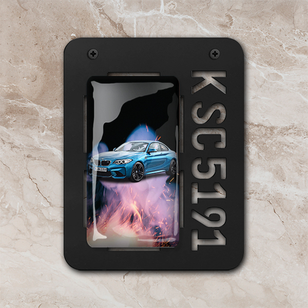 Persönliche Wanddekoration Epoxy Quer mit deinem Automodell Schwarz-M mit Hintergrund Feuer! - auto4style