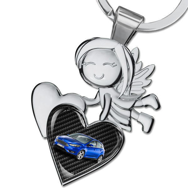 Personalisierter Schlüsselanhänger Herz mit Ihrem Auto und Nummernschild - Perfektes Geschenk für Bruder und Autoliebhaber, zum Zeigen und Stolzieren