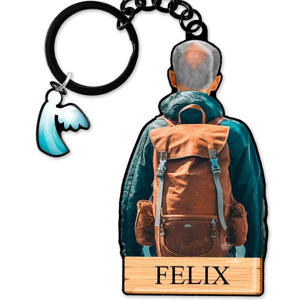 Personalisierter Schlüsselanhänger für Wanderer mit Namen und individuellem Haarschnitt - Geschenkidee für Bergliebhaber - auto4style