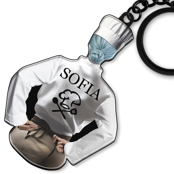 Schlüsselanhänger mit Namen: Personalisierter Koch-Schlüsselanhänger mit Namen und Haarfarbe – Geschenkideen für Frauen - auto4style