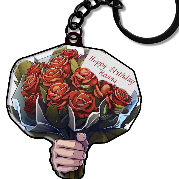 Blumen Bundle Schlüsselbund personalisiert – Einzigartiger Blumenstrauß Geschenk, Geburtstagsgeschenk für Freundin mit individueller Widmung