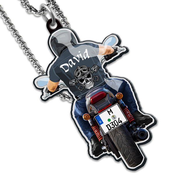 Motorrad Halskette personalisiert mit Name – Einzigartige Motorrad-Anhänger, ideal als Geschenk für Motorradfahrer, personalisierte Motorrad Schmuck