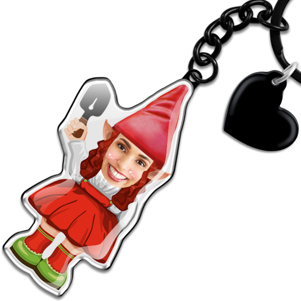 Schlüsselanhänger Gartenzwerg mit Handschaufel: Individueller Gnom Schlüsselanhänger - Witziges Geschenk für Freundin, das sie zum Lächeln bringt