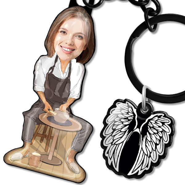 Personalisierter Töpfer-Schlüsselanhänger - Individueller Schlüsselanhänger mit Ihrem Foto | Geschenk für Töpfer, Bildhauer-Schlüsselanhänger!