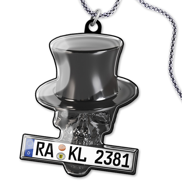 Totenkopf Halskette mit Nummernschild personalisiert – Halskette Geschenk für Autoliebhaber, einzigartige Geschenkidee für Autofans - auto4style