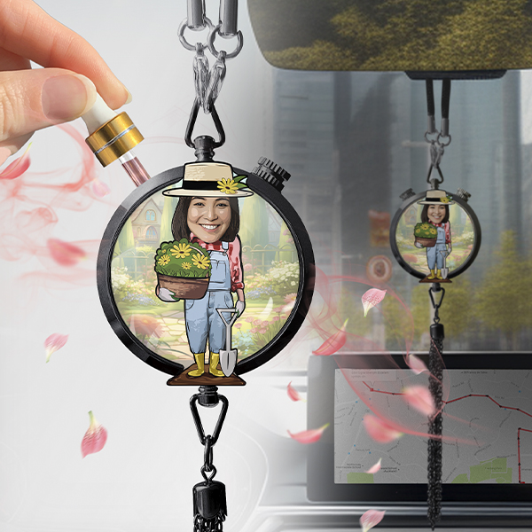 Auto Duft für Gartenliebhaber, personalisiert mit Deinem Foto im Comic-Stil - Origineller Geschenk für Gärtner! - auto4style