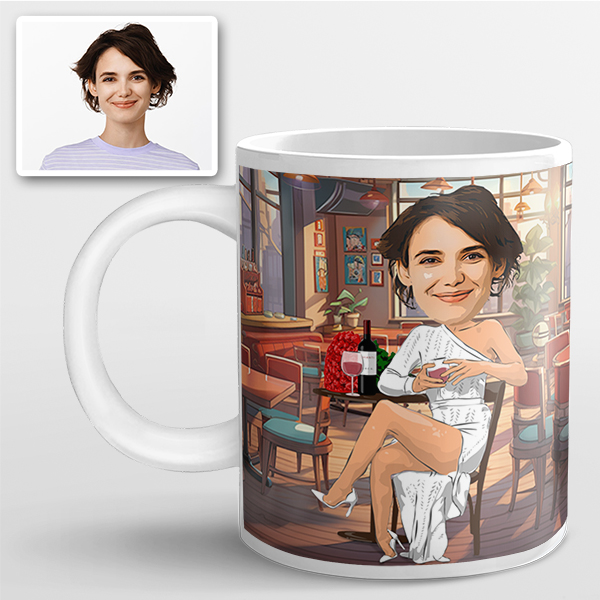 Geschenk für Weinliebhaberin | Personalisierte Tasse mit Abendessen-Design für Frauen | Lustige Comic Tasse mit Foto als Perfektes Chilling Geschenk