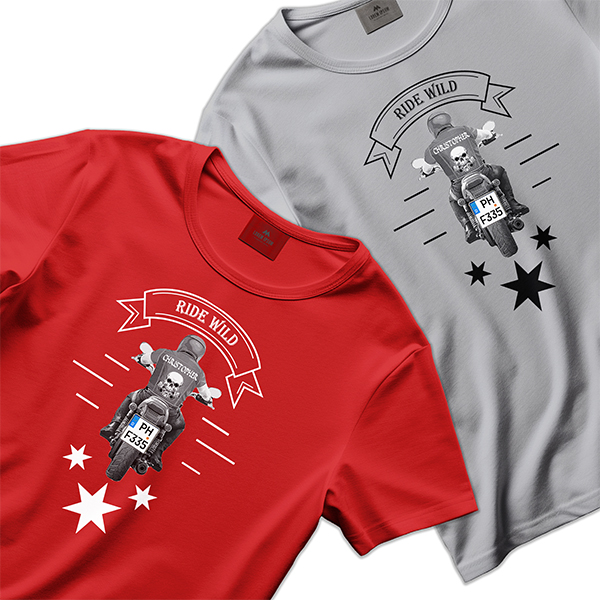 Motorrad T-Shirt mit Namen – Personalisiertes Shirt für Motorradfahrer mit Kennzeichen – Geschenk Männer Geburtstag Biker – Highlight! - auto4style