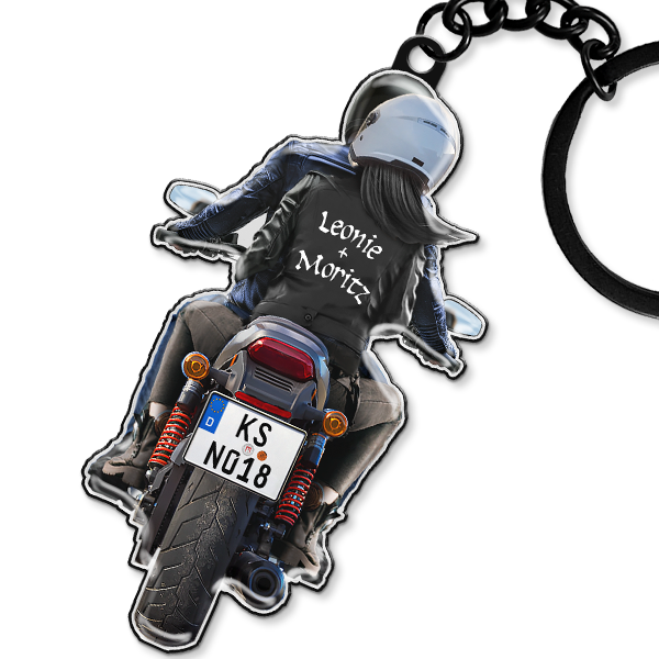 Schlüsselanhänger Paar Motorrad mit Kennzeichen und Foto – Personalisierter Schlüsselanhänger mit Namen – Perfektes Geschenk für Biker! - auto4style